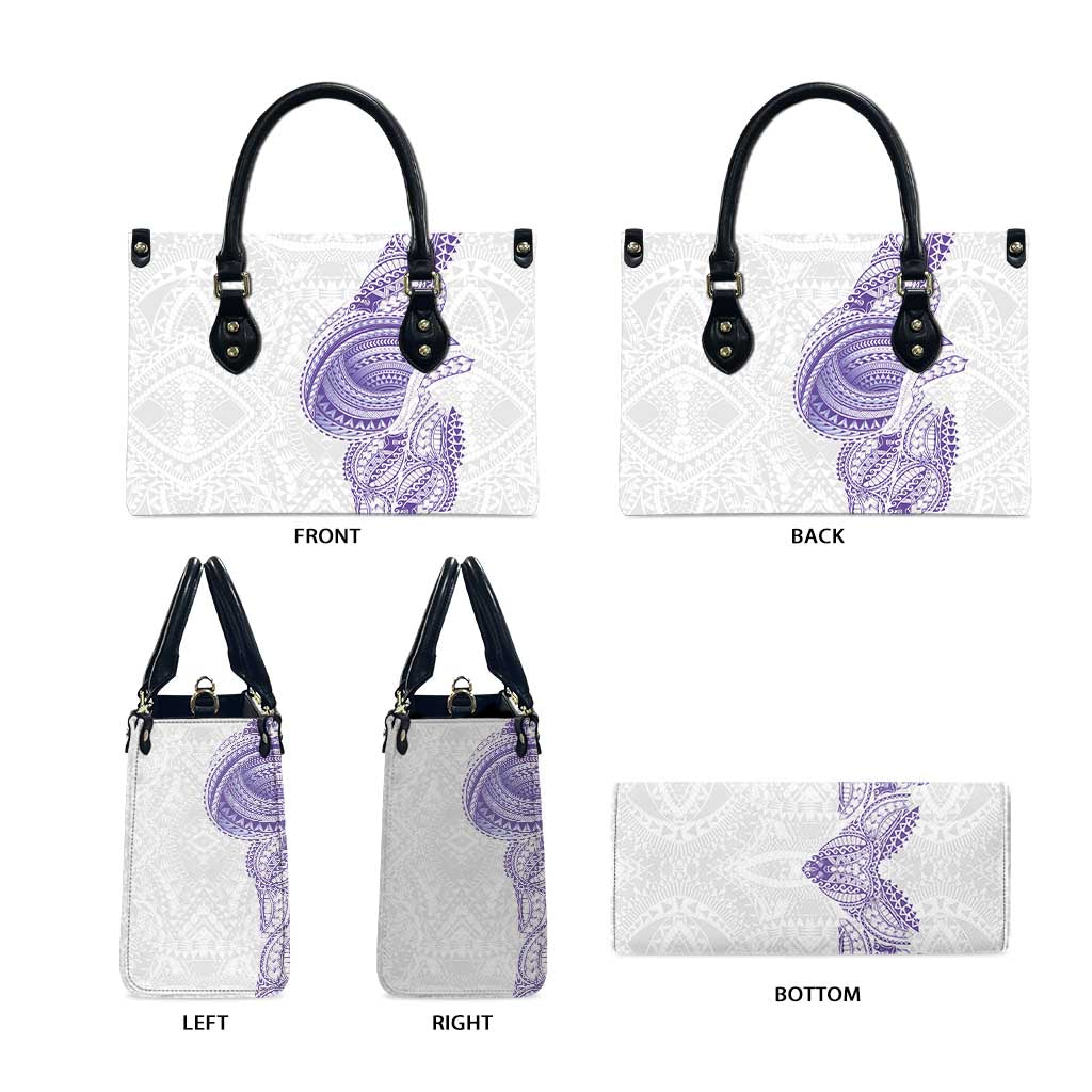 Traditional Polynesian Art Tattoos Leather Bag Purple Color - Polynesian Pride