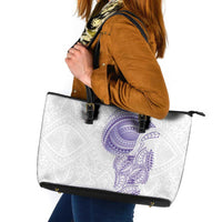 Traditional Polynesian Art Tattoos Leather Tote Bag Purple Color LT03 Purple - Polynesian Pride