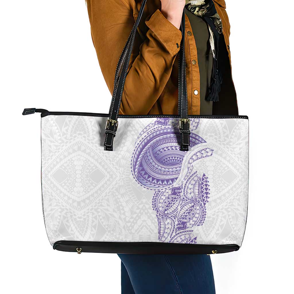 Traditional Polynesian Art Tattoos Leather Tote Bag Purple Color LT03 - Polynesian Pride