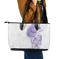 Traditional Polynesian Art Tattoos Leather Tote Bag Purple Color LT03 - Polynesian Pride
