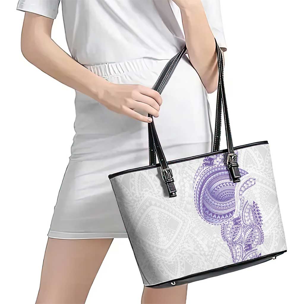 Traditional Polynesian Art Tattoos Leather Tote Bag Purple Color LT03 - Polynesian Pride
