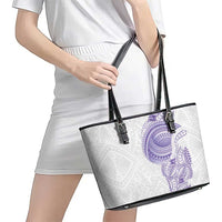 Traditional Polynesian Art Tattoos Leather Tote Bag Purple Color LT03 - Polynesian Pride