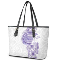 Traditional Polynesian Art Tattoos Leather Tote Bag Purple Color LT03 - Polynesian Pride