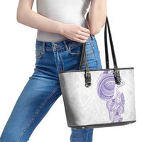 Traditional Polynesian Art Tattoos Leather Tote Bag Purple Color LT03 - Polynesian Pride