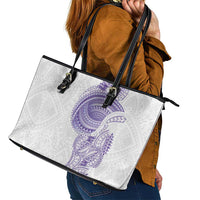 Traditional Polynesian Art Tattoos Leather Tote Bag Purple Color LT03 - Polynesian Pride