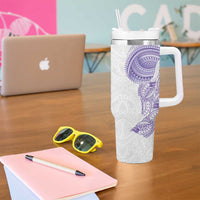 Traditional Polynesian Art Tattoos Tumbler With Handle Purple Color - Polynesian Pride