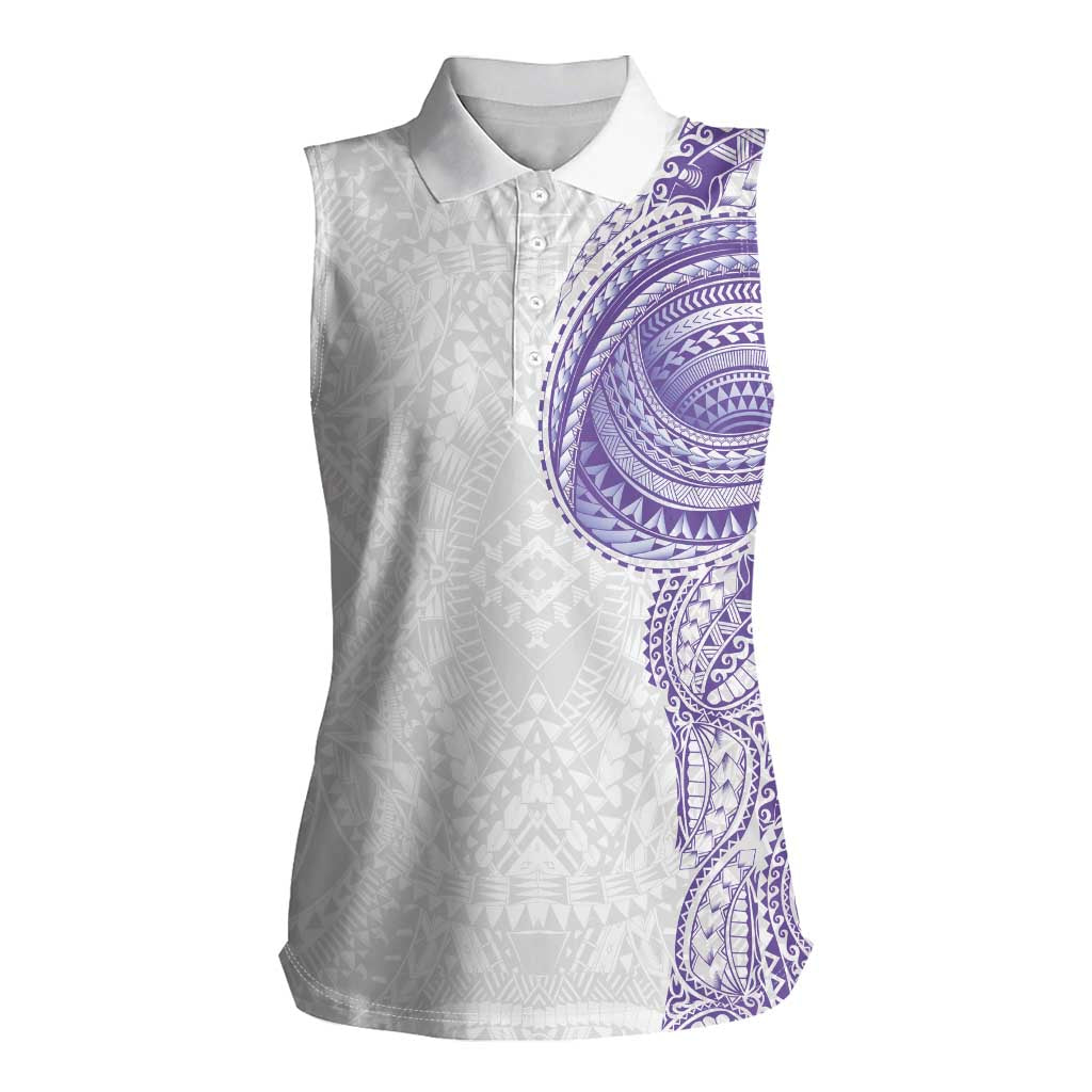 Traditional Polynesian Art Tattoos Women Sleeveless Polo Shirt Purple Color LT03 Female Purple - Polynesian Pride