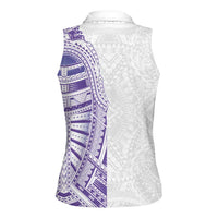 Traditional Polynesian Art Tattoos Women Sleeveless Polo Shirt Purple Color LT03 - Polynesian Pride