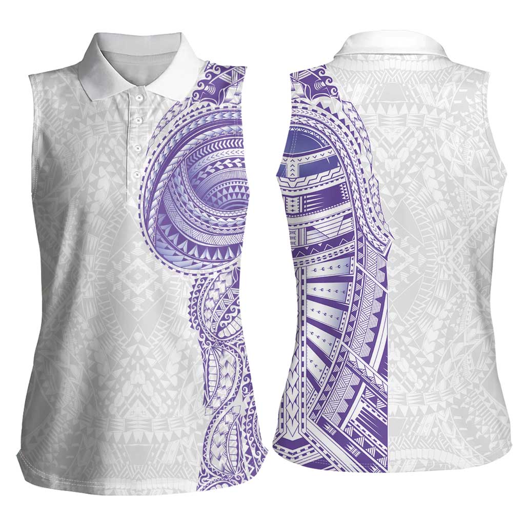 Traditional Polynesian Art Tattoos Women Sleeveless Polo Shirt Purple Color LT03 - Polynesian Pride