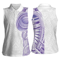 Traditional Polynesian Art Tattoos Women Sleeveless Polo Shirt Purple Color LT03 - Polynesian Pride