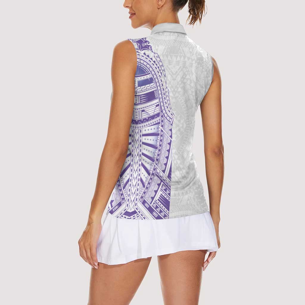 Traditional Polynesian Art Tattoos Women Sleeveless Polo Shirt Purple Color LT03 - Polynesian Pride
