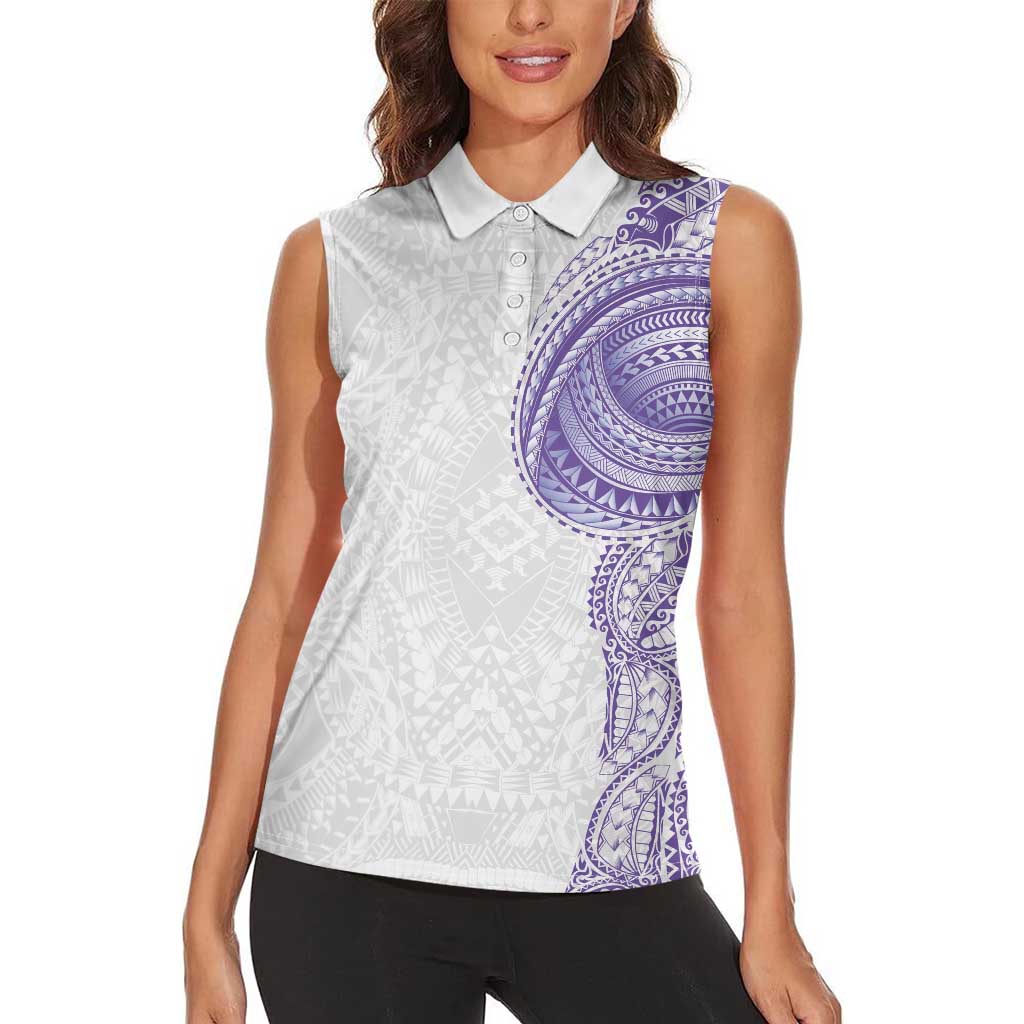 Traditional Polynesian Art Tattoos Women Sleeveless Polo Shirt Purple Color LT03 - Polynesian Pride