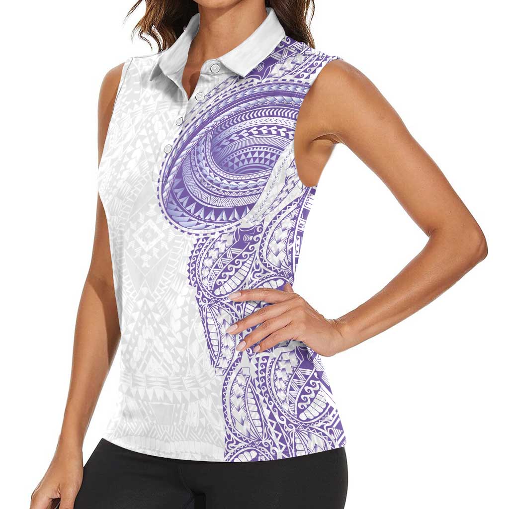 Traditional Polynesian Art Tattoos Women Sleeveless Polo Shirt Purple Color LT03 - Polynesian Pride