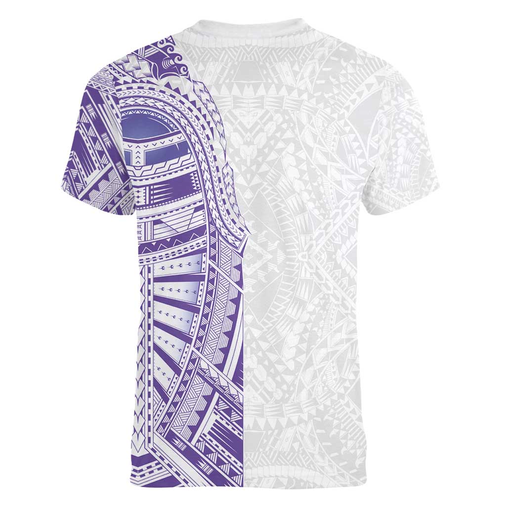 Traditional Polynesian Art Tattoos Women V-Neck T-Shirt Purple Color LT03 - Polynesian Pride
