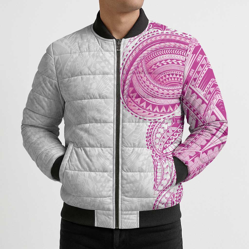 Traditional Polynesian Art Tattoos Bomber Puffer Jacket Pink Color - Polynesian Pride