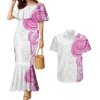 Traditional Polynesian Art Tattoos Couples Matching Mermaid Dress and Hawaiian Shirt Pink Color LT03 Pink - Polynesian Pride
