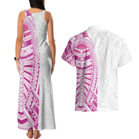 Traditional Polynesian Art Tattoos Couples Matching Tank Maxi Dress and Hawaiian Shirt Pink Color LT03 - Polynesian Pride