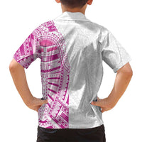 Traditional Polynesian Art Tattoos Family Matching Long Sleeve Bodycon Dress and Hawaiian Shirt Pink Color LT03 - Polynesian Pride