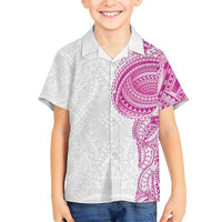 Traditional Polynesian Art Tattoos Family Matching Off Shoulder Short Dress and Hawaiian Shirt Pink Color LT03 Son's Shirt Pink - Polynesian Pride