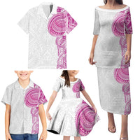 Traditional Polynesian Art Tattoos Family Matching Puletasi and Hawaiian Shirt Pink Color LT03 - Polynesian Pride