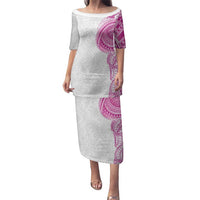Traditional Polynesian Art Tattoos Family Matching Puletasi and Hawaiian Shirt Pink Color LT03 Mom's Dress Pink - Polynesian Pride