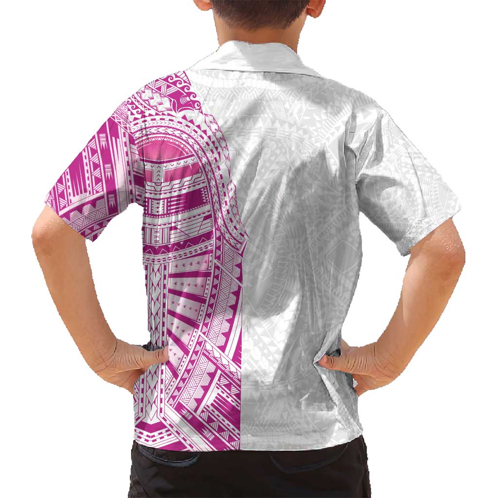 Traditional Polynesian Art Tattoos Family Matching Summer Maxi Dress and Hawaiian Shirt Pink Color LT03 - Polynesian Pride