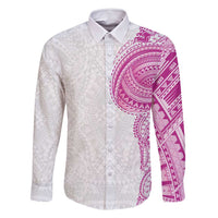 Traditional Polynesian Art Tattoos Family Matching Summer Maxi Dress and Hawaiian Shirt Pink Color LT03 Dad's Shirt - Long Sleeve Pink - Polynesian Pride