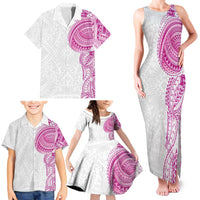Traditional Polynesian Art Tattoos Family Matching Tank Maxi Dress and Hawaiian Shirt Pink Color LT03 - Polynesian Pride