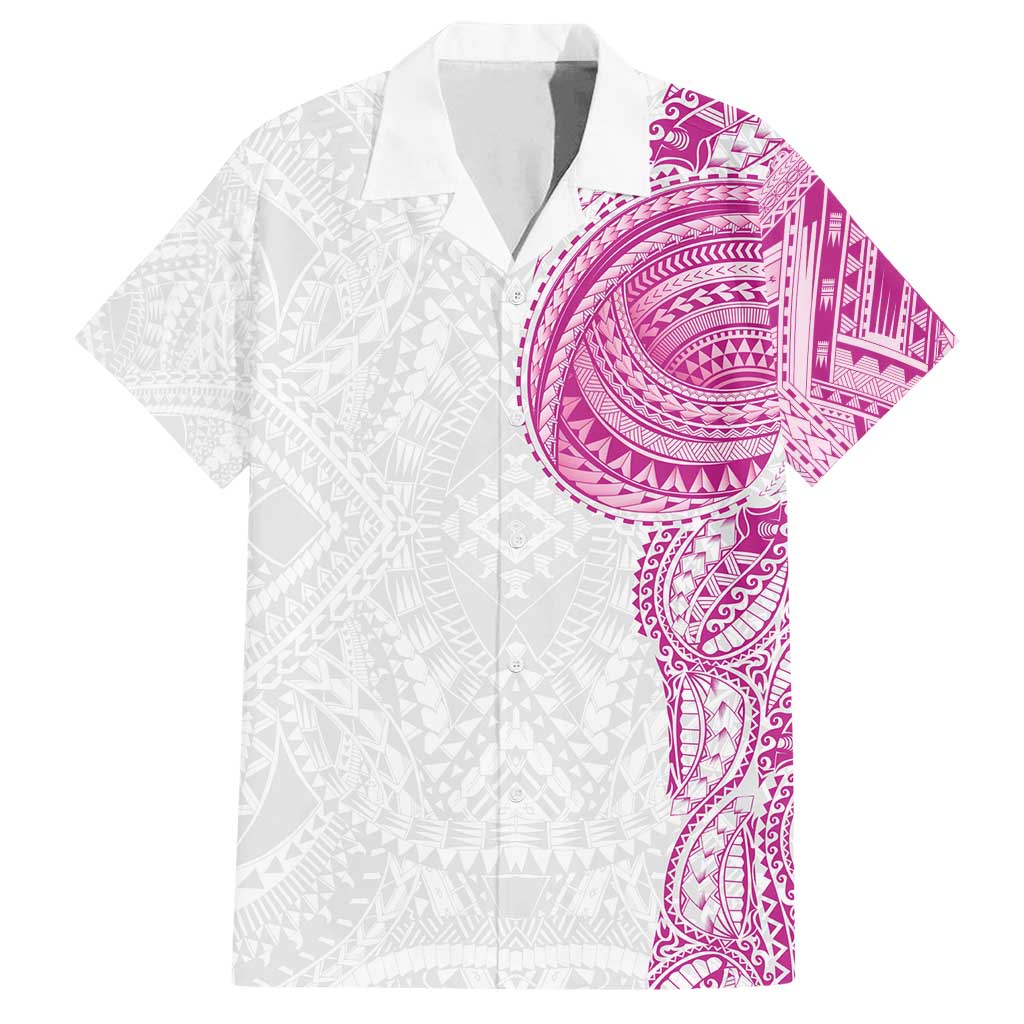 Traditional Polynesian Art Tattoos Family Matching Tank Maxi Dress and Hawaiian Shirt Pink Color LT03 Dad's Shirt - Short Sleeve Pink - Polynesian Pride