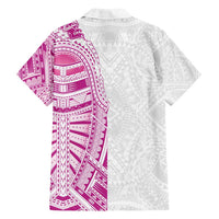 Traditional Polynesian Art Tattoos Family Matching Tank Maxi Dress and Hawaiian Shirt Pink Color LT03 - Polynesian Pride