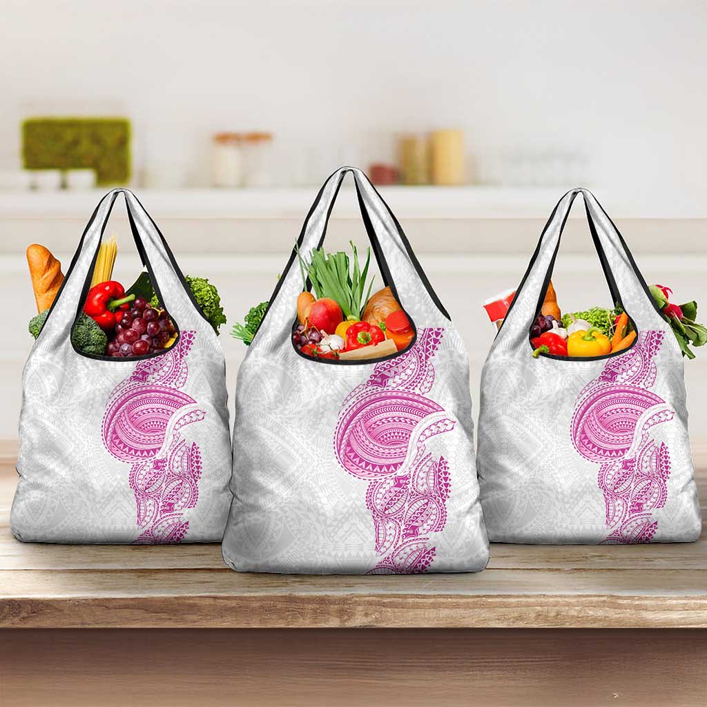 Traditional Polynesian Art Tattoos Grocery Bag Pink Color - Polynesian Pride