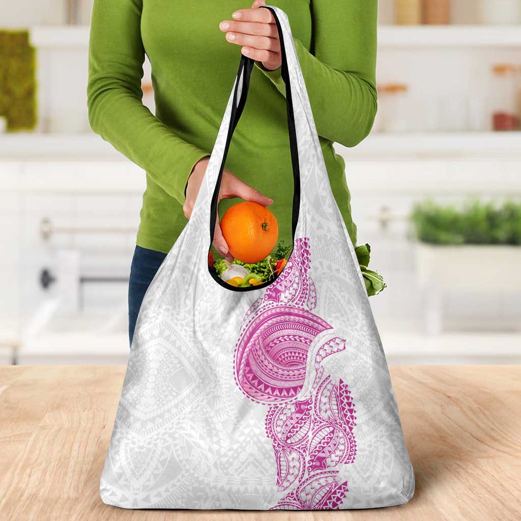 Traditional Polynesian Art Tattoos Grocery Bag Pink Color - Polynesian Pride