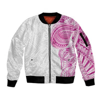 Traditional Polynesian Art Tattoos Sleeve Zip Bomber Jacket Pink Color LT03 Unisex Pink - Polynesian Pride
