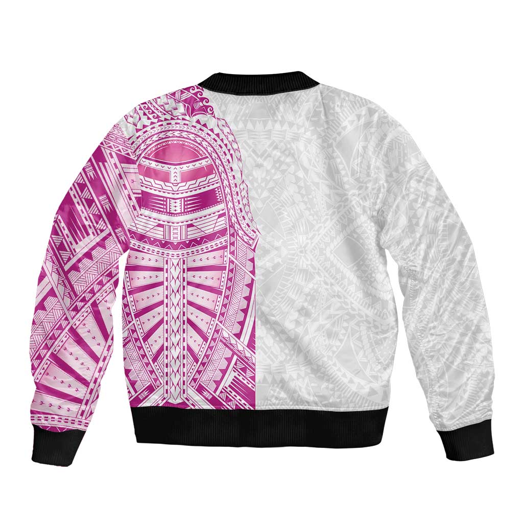 Traditional Polynesian Art Tattoos Sleeve Zip Bomber Jacket Pink Color LT03 - Polynesian Pride