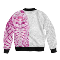 Traditional Polynesian Art Tattoos Sleeve Zip Bomber Jacket Pink Color LT03 - Polynesian Pride