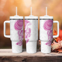 Traditional Polynesian Art Tattoos Tumbler With Handle Pink Color - Polynesian Pride