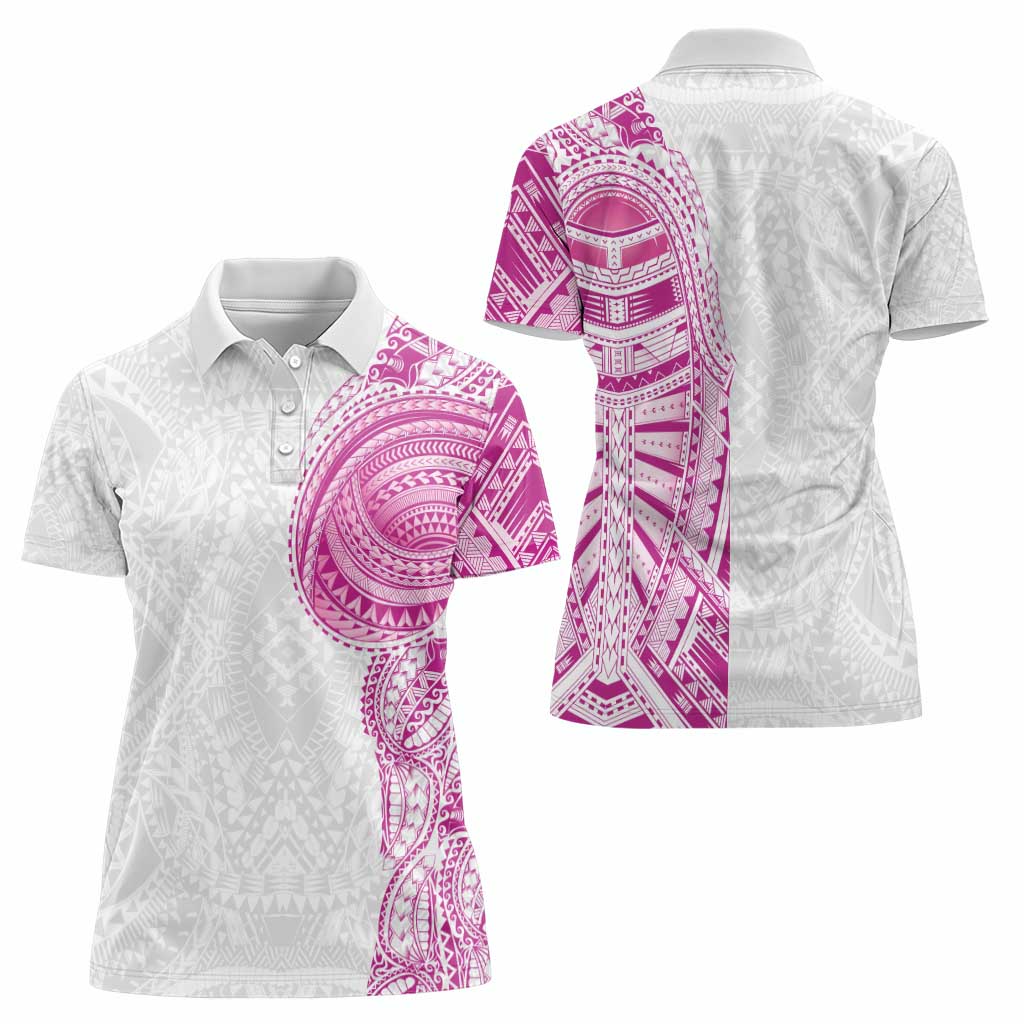 Traditional Polynesian Art Tattoos Women Polo Shirt Pink Color - Polynesian Pride
