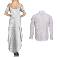 Lotu Tamaiti Couples Matching Summer Maxi Dress and Long Sleeve Button Shirt Traditional Samoan Art Tattoos LT03 - Polynesian Pride
