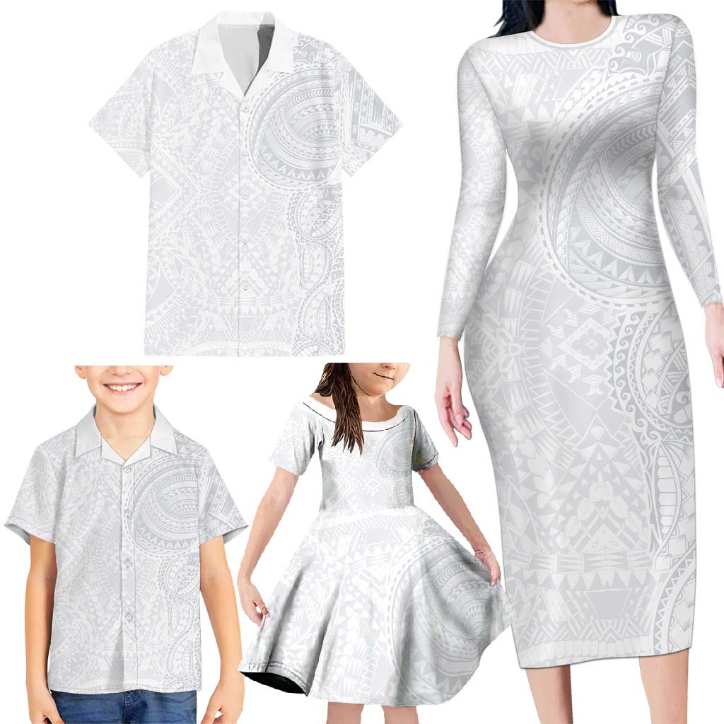 Lotu Tamaiti Family Matching Long Sleeve Bodycon Dress and Hawaiian Shirt Traditional Samoan Art Tattoos - Polynesian Pride