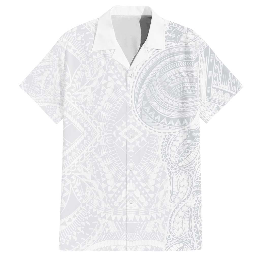 Lotu Tamaiti Family Matching Long Sleeve Bodycon Dress and Hawaiian Shirt Traditional Samoan Art Tattoos LT03 Dad's Shirt - Short Sleeve White - Polynesian Pride