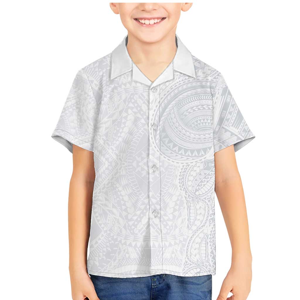 Lotu Tamaiti Family Matching Mermaid Dress and Hawaiian Shirt Traditional Samoan Art Tattoos LT03 Son's Shirt White - Polynesian Pride