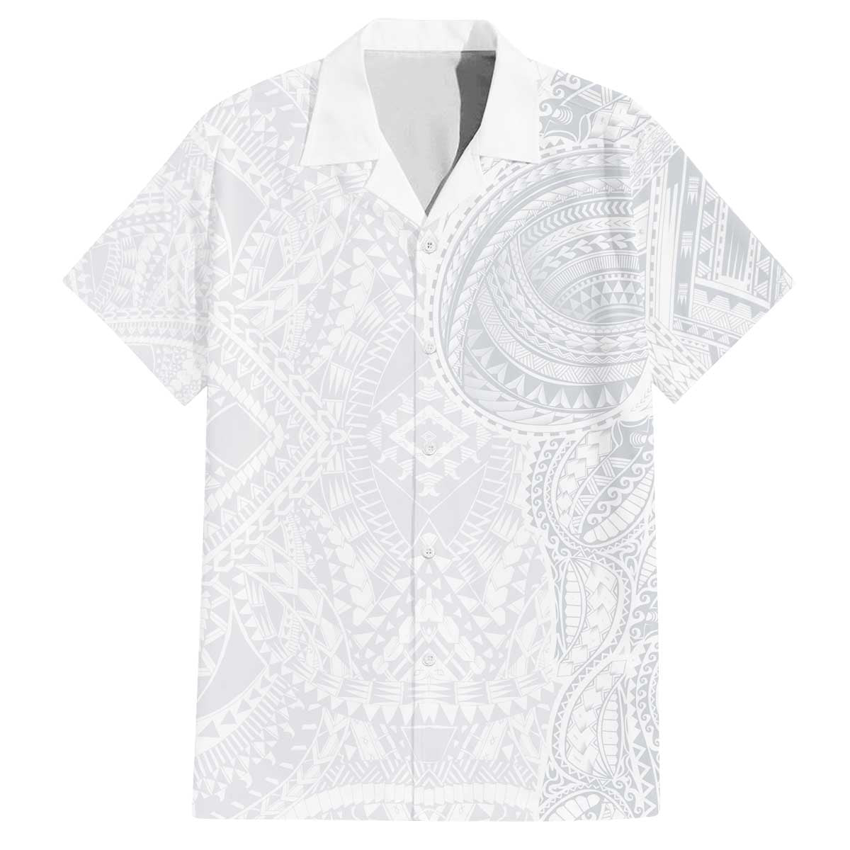 Lotu Tamaiti Family Matching Off The Shoulder Long Sleeve Dress and Hawaiian Shirt Traditional Samoan Art Tattoos LT03 Dad's Shirt - Short Sleeve White - Polynesian Pride