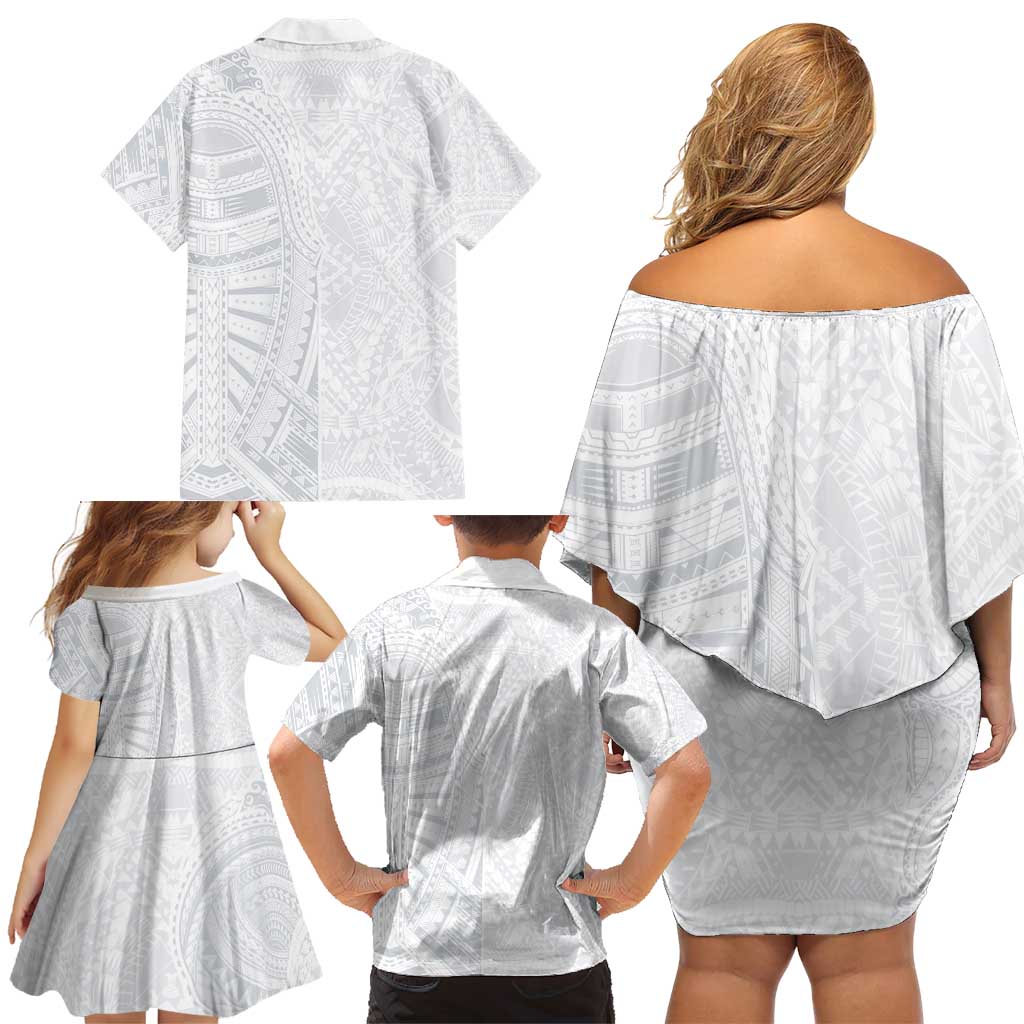 Lotu Tamaiti Family Matching Off Shoulder Short Dress and Hawaiian Shirt Traditional Samoan Art Tattoos LT03 - Polynesian Pride
