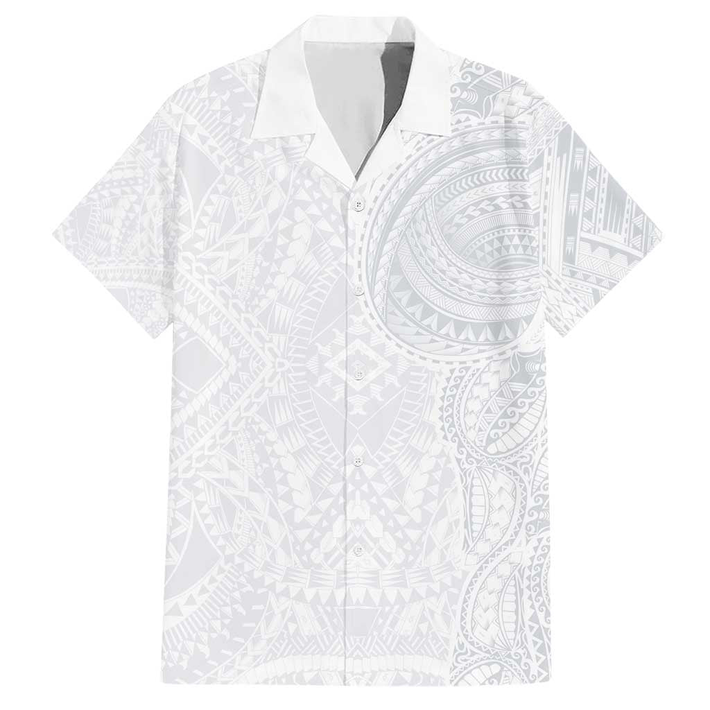 Lotu Tamaiti Family Matching Short Sleeve Bodycon Dress and Hawaiian Shirt Traditional Samoan Art Tattoos LT03 Dad's Shirt - Short Sleeve White - Polynesian Pride
