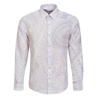 Lotu Tamaiti Family Matching Short Sleeve Bodycon Dress and Hawaiian Shirt Traditional Samoan Art Tattoos LT03 Dad's Shirt - Long Sleeve White - Polynesian Pride
