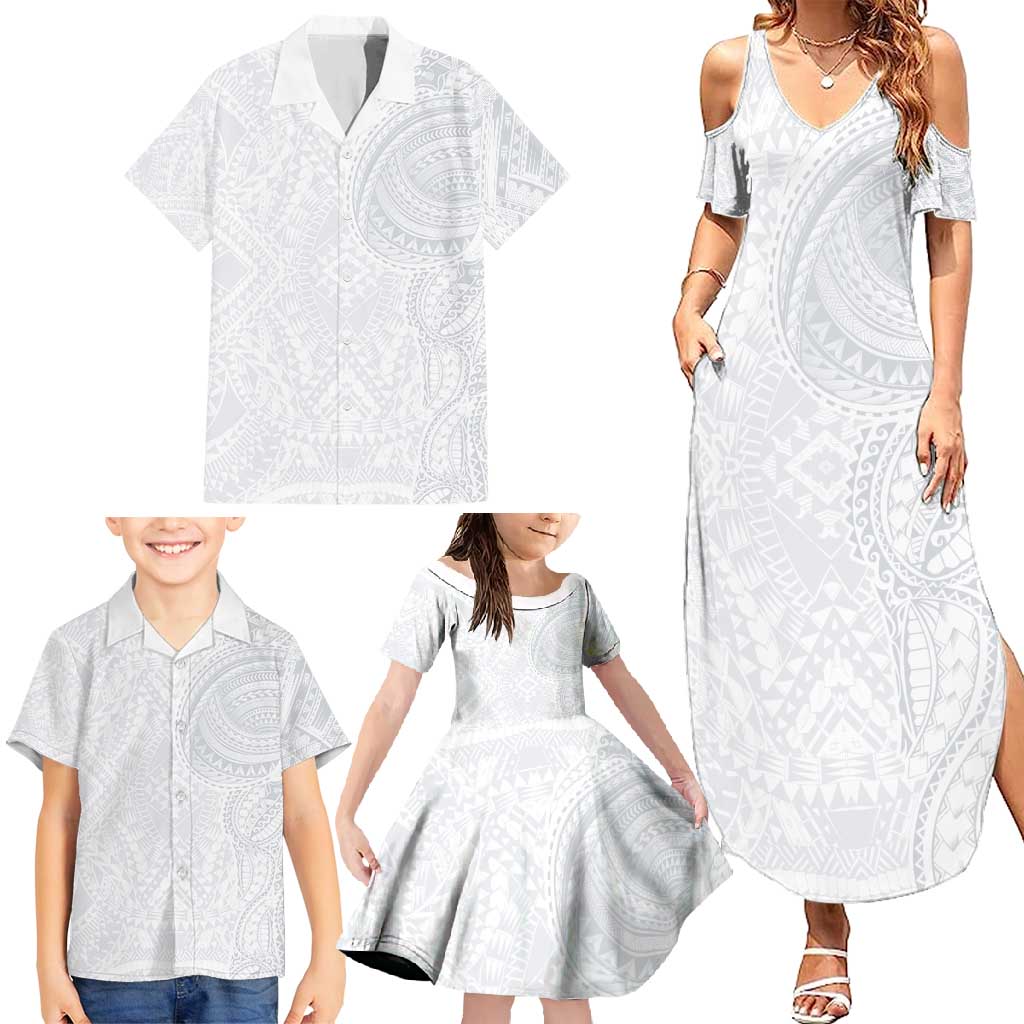 Lotu Tamaiti Family Matching Summer Maxi Dress and Hawaiian Shirt Traditional Samoan Art Tattoos LT03 - Polynesian Pride