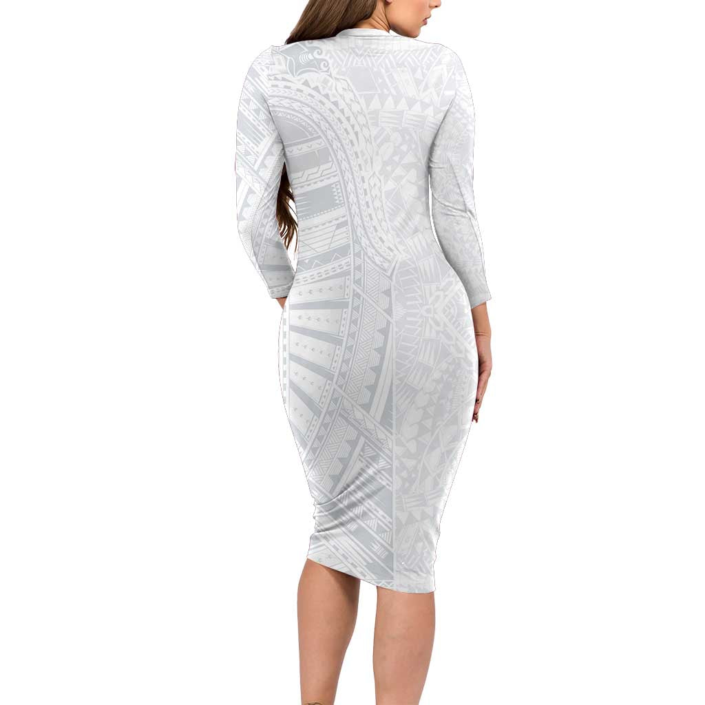 Lotu Tamaiti Long Sleeve Bodycon Dress Traditional Samoan Art Tattoos LT03 - Polynesian Pride