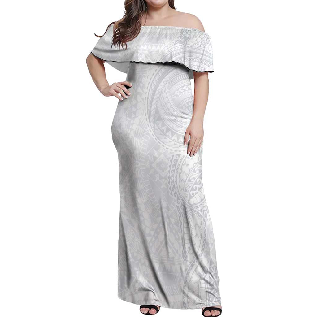 Lotu Tamaiti Off Shoulder Maxi Dress Traditional Samoan Art Tattoos - Polynesian Pride