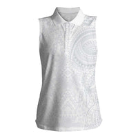 Lotu Tamaiti Women Sleeveless Polo Shirt Traditional Samoan Art Tattoos LT03 Female White - Polynesian Pride