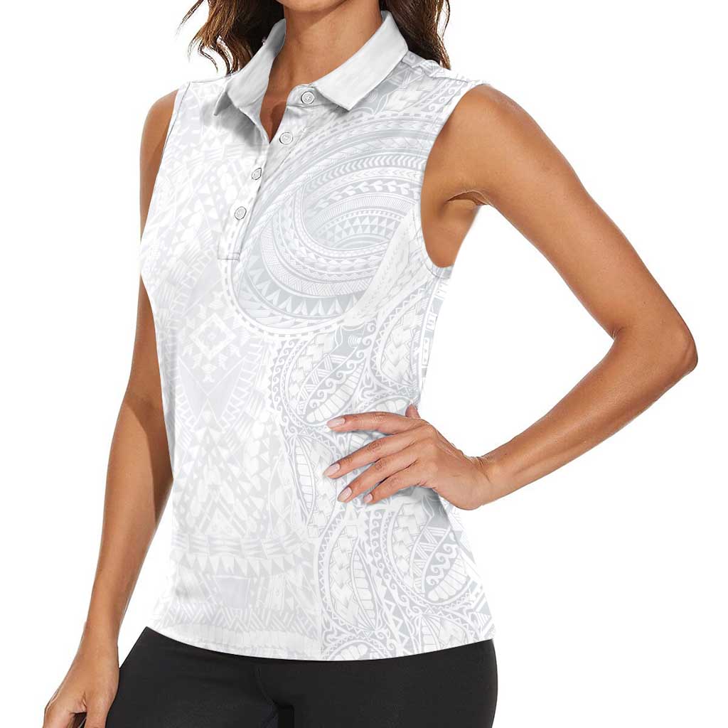 Lotu Tamaiti Women Sleeveless Polo Shirt Traditional Samoan Art Tattoos LT03 - Polynesian Pride